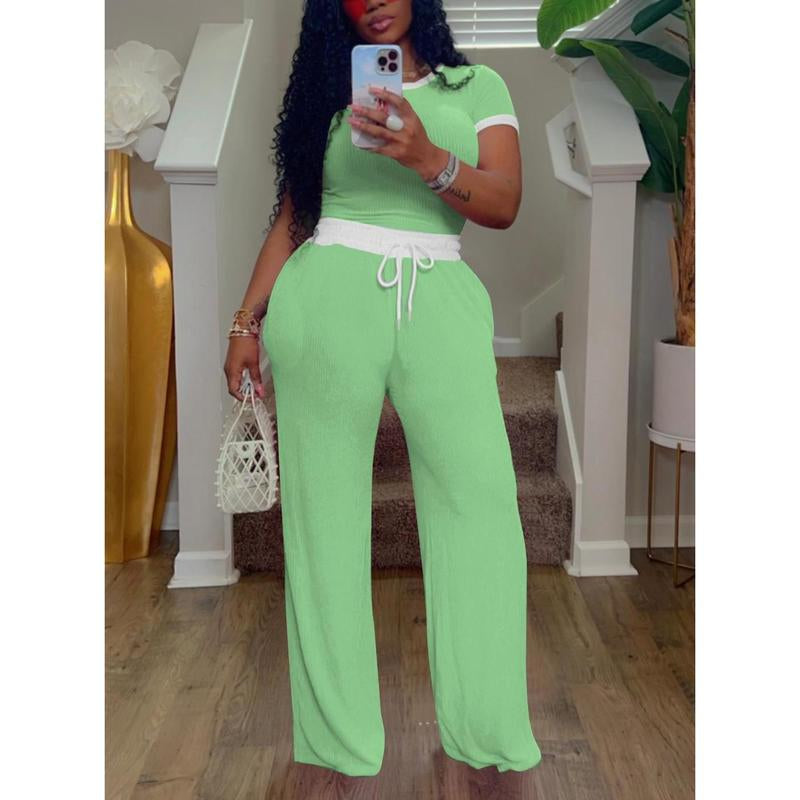 Womens Two Piece Outfits Casual Sweatsuits Set Short Sleeve Matching Sets Tracksuit